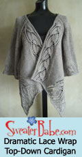 knitting pattern link for dramatic lace wrap top-down cardigan