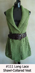 knitting pattern for long lace shawl-collared vest