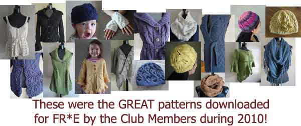 Photo of all the patterns downloaded by Club Members in 2010!