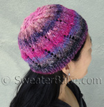 knitting pattern photo of one-ball curvy lace hat