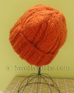 knitting pattern photo of one-ball chiunky cuffed hat